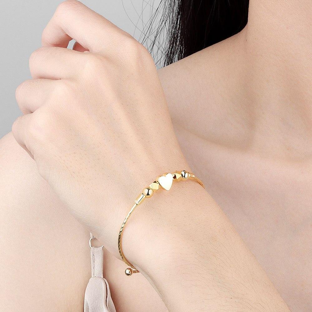 Стерлингового Серебра 925 пробы, регулируемый круглый бисер в форме сердца, браслет и браслет для женщин, свадебная вечеринка, элегантные ювелирные изделия, Sl455