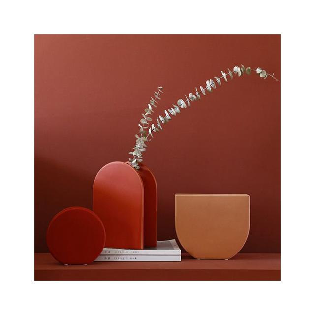 Nordic Nordic Ceramics Vase Minimalist Solid Color Flowerpot Floral Home Decoration Living Room Flower Arrangement Creative Red