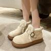 2024 Новые модные однотонные женские ботинки, теплые ботинки на плоской подошве, женская новая обувь на толстой подошве, зимние трендовые ботильоны, повседневные ботинки для снега