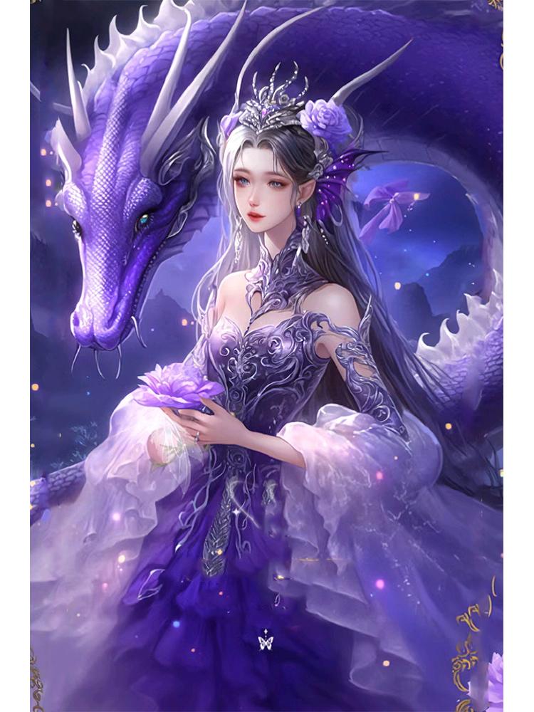 5DDIY Алмазная картина Мечтательный фиолетовый дракон Фея Мозаика Мультфильм Животное Вышивка Крестом Ремесла Украшения Дома Подарки