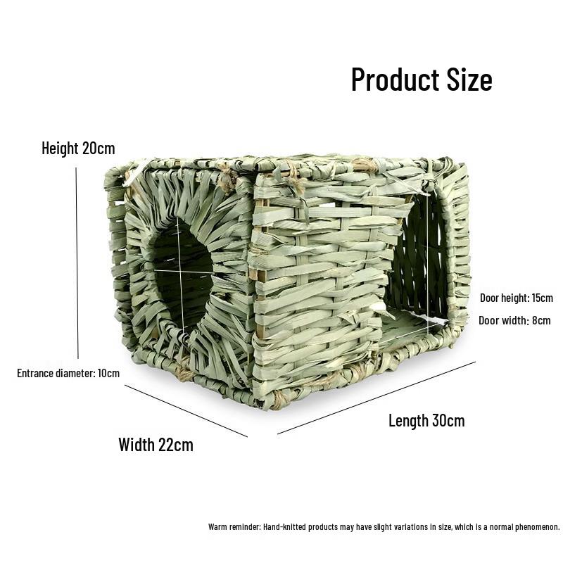 Foldable Hand-Woven Grass Nest for Rabbits, Hamsters, and Guinea Pigs - Large Mat Pet House