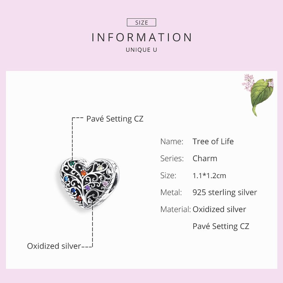Bamoer, стерлинговое серебро 925 пробы, оригинальное очарование, Древо жизни, оксидированное серебро с фианитом для брендовых ювелирных изделий, изготовление своими руками для женщин