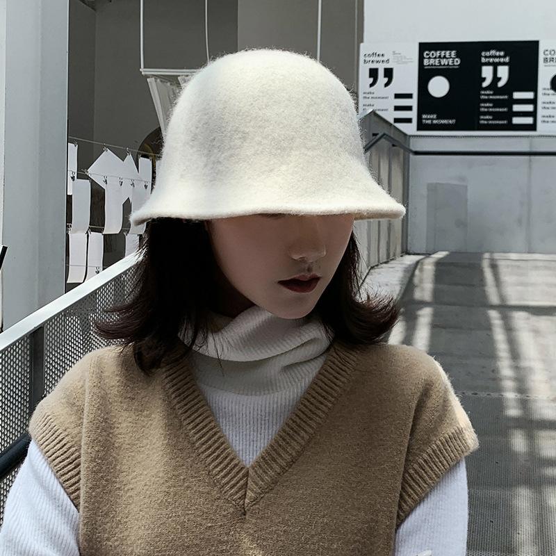 Шапка женская зимняя шерстяная вязаная рыбацкая шапка в японском стиле на осень и зиму в корейском стиле модная универсальная шапка-тазик британская фетровая шляпа