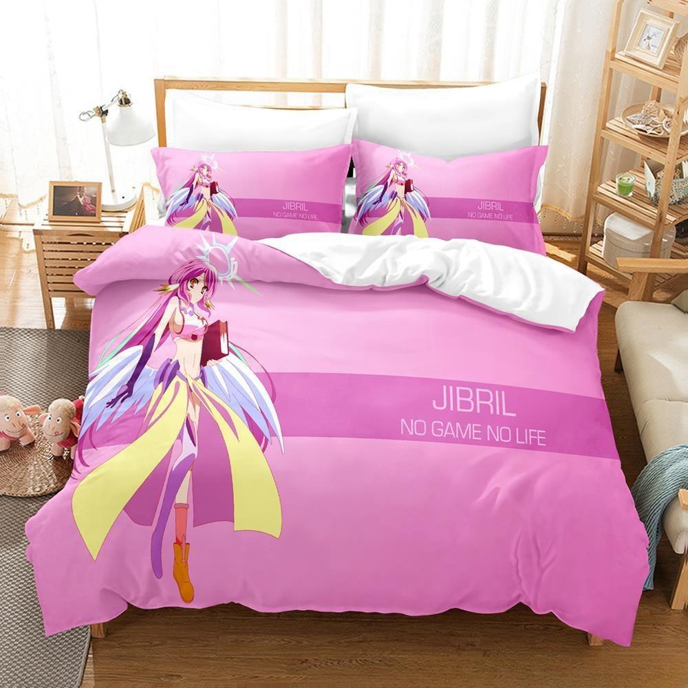 New 3D Printing Kawaii Girls Bedding No Game No Life Bedding Set Cartoon Anime Three-piece Set Adult Kid Bedroom Duvetcover Sets