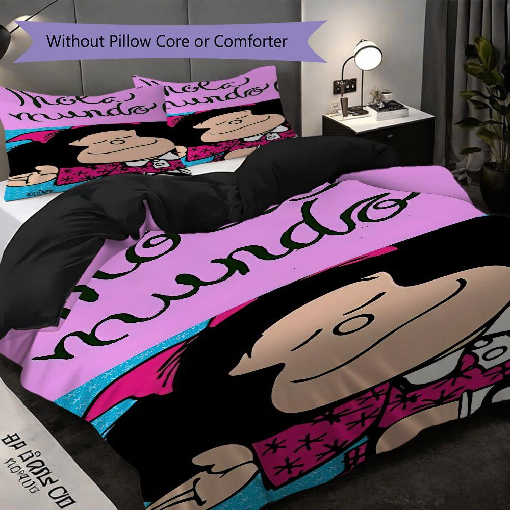 1PC Mafalda pattern Bedding Quilt Set Quilt Cover Pillowcase Home Decoration Birthday Gift (1 * duvet cover + 2 * pillowcase, without core)