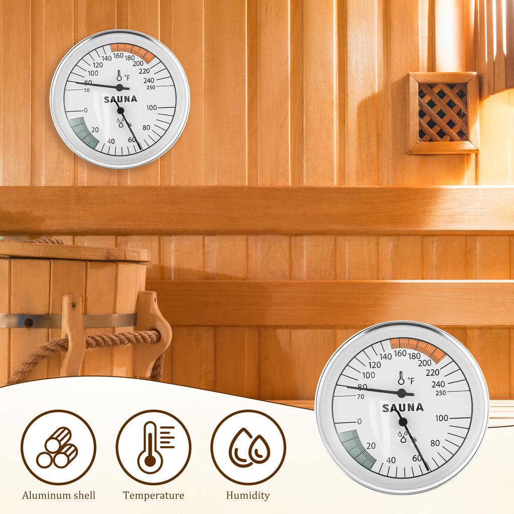Гигрометр-термометр для сауны Алюминиевый настенный измеритель температуры для сауны 2 в 1 Высокоточный комнатный гигрометр-термометр