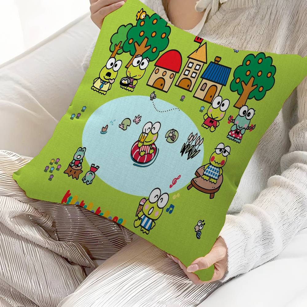 K-keroppi Cushion Cover Car Throw Pillow Case For Sofa Car Christmas Gift 40x40cm 45x45cm