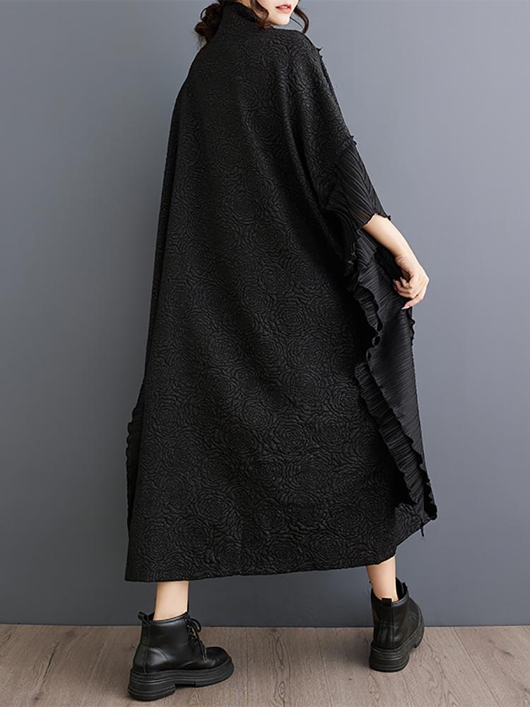 Xitao Gauze Patchwork Batwing Sleeve Dresses HJF5116