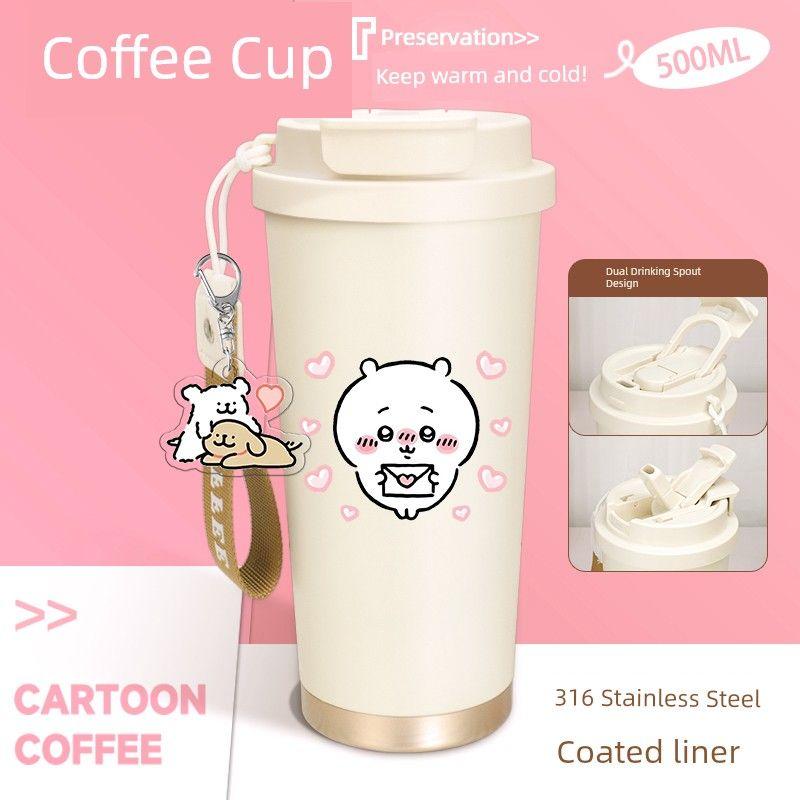 Panda Cartoon Couple Water Cup 2024 New Model for Girls Large Capacity Insulated Cup Cute High-Value Dual-Drink Coffee Cup