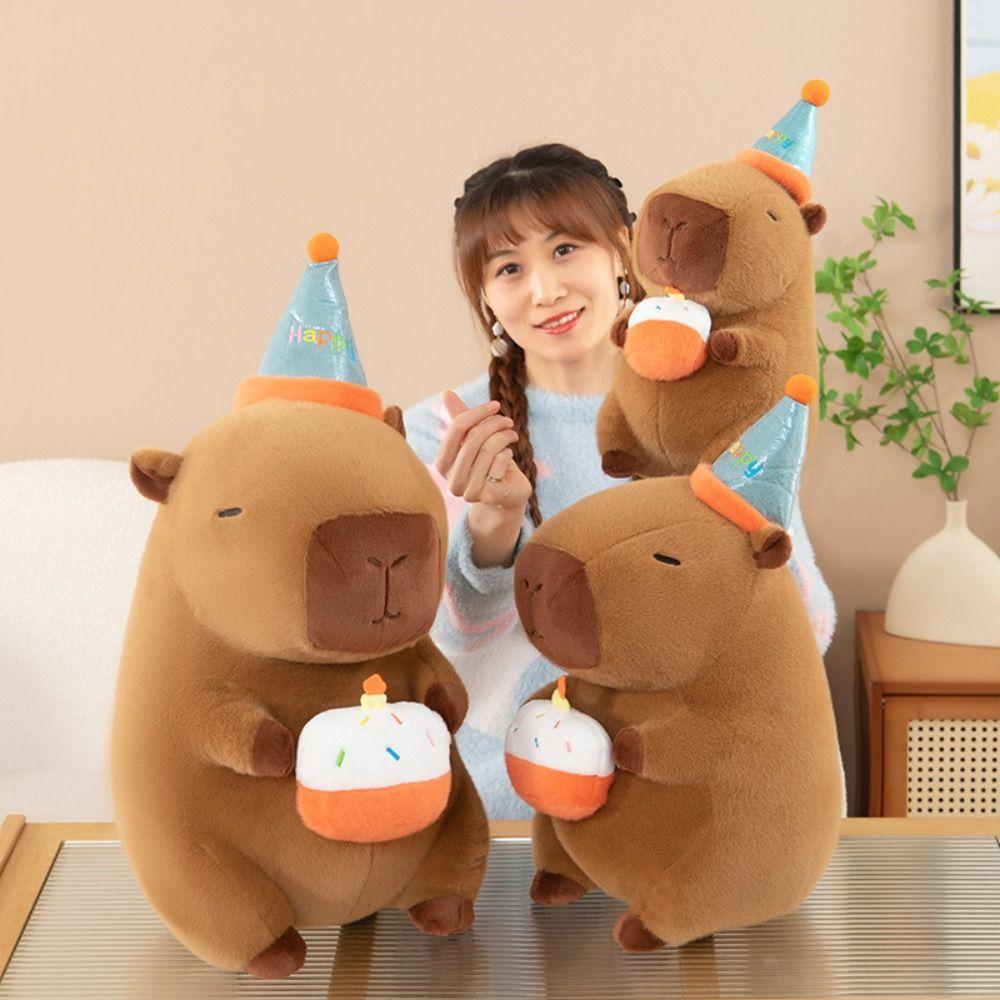 PP Cotton Capybara Plush Doll Happy Birthday Hat Capibara Anime Stuffed Doll  Children Girl