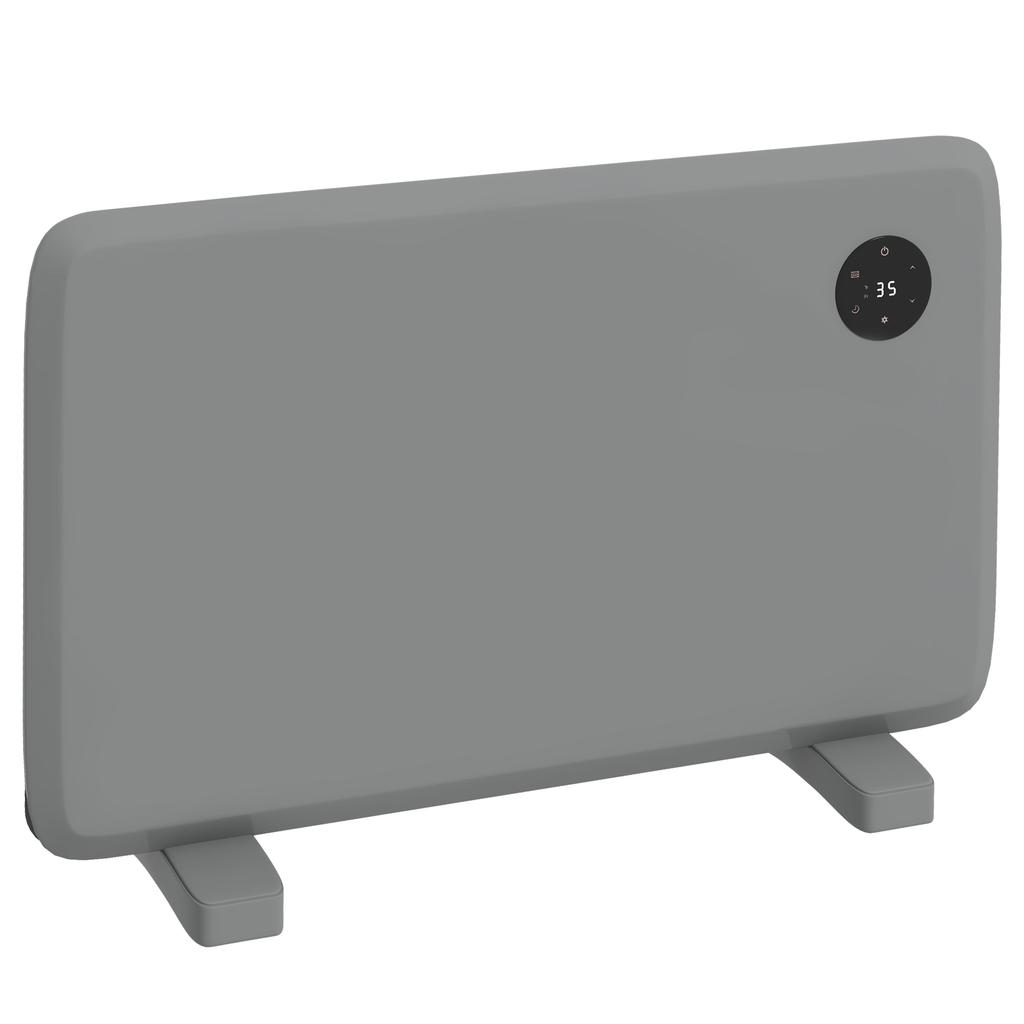 1200W Electric Convector Heater, Freestanding or Wall Mounted, Space Heater with Adjustable Thermostat, Timer, Grey