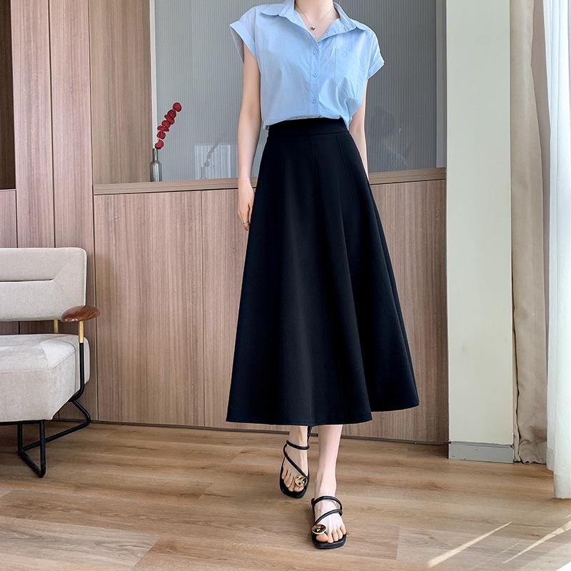 Лето 2024 года. Белая юбка А-силуэта с высокой талией — утягивающая, драпированная, прикрывающая живот юбка-зонтик для женщин