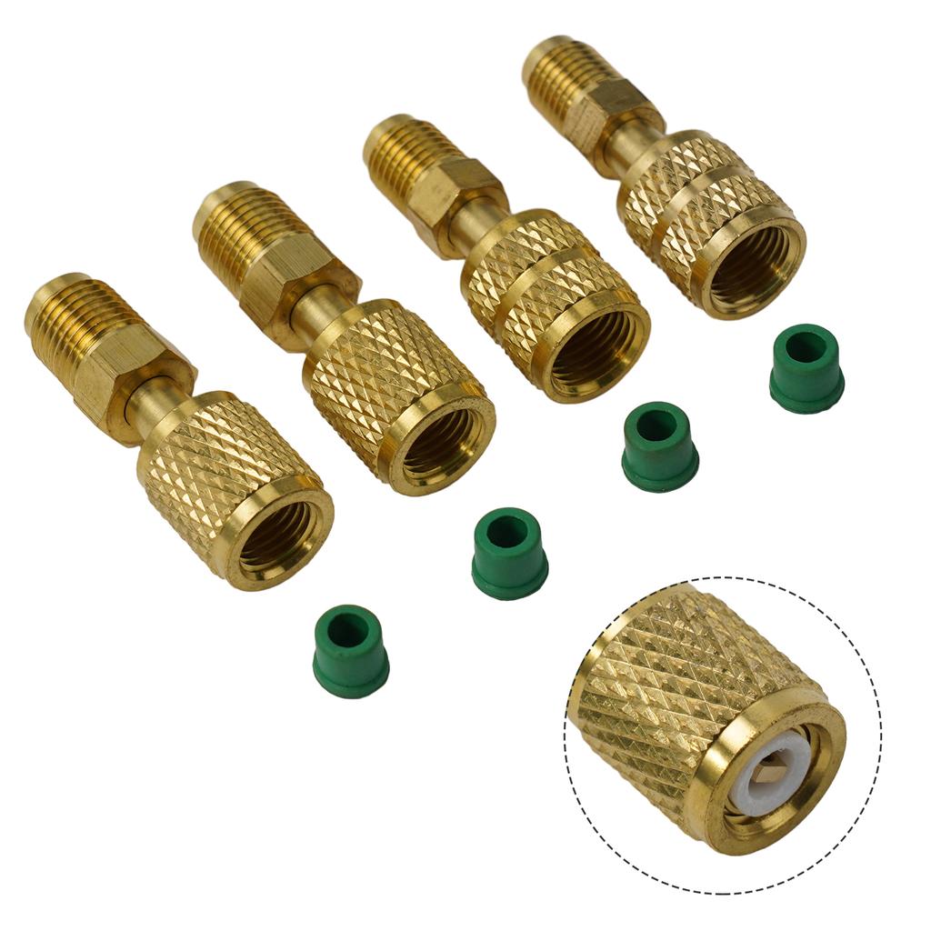 4 шт. Адаптеры R410A Быстроразъемные соединения 5/16 SAE F на 1/4 SAE M и 5/16 SAE M на 1/4 SAE для легкого доступа к хладагенту