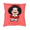 Happy Mafalda Square Pillow Cover Decoration Argentina Manga Quino Comic Cushion Cover Throw Pillow Sofa Doublesided Printing