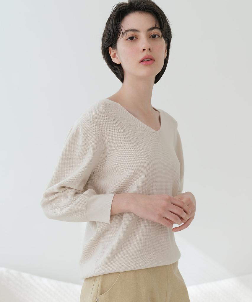 Baseukala Вязаный топ с V-образным вырезом и рукавами 3/4 с воланами (5Colors)