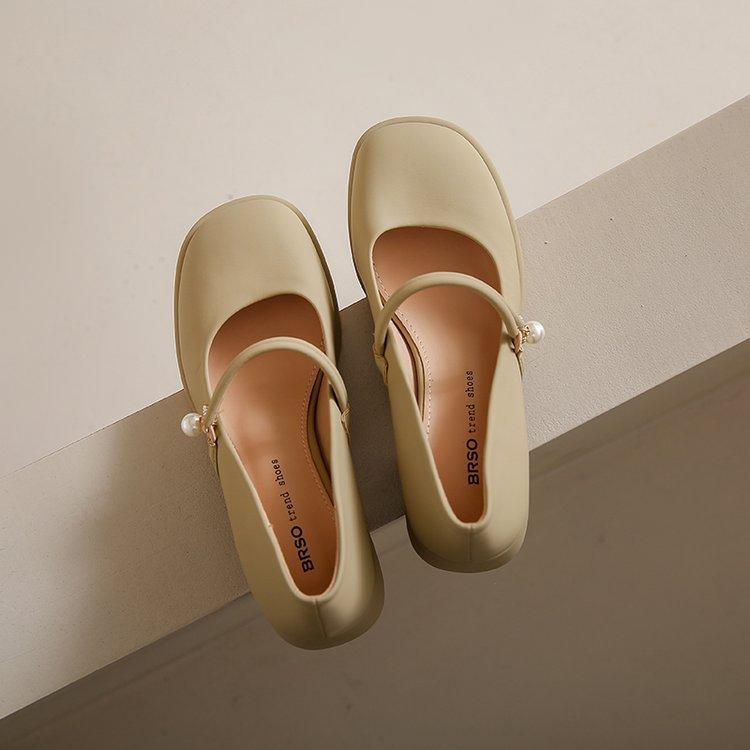 Mary Jane women's shoes 2025 new spring and autumn fashion versatile French medium thick heel single shoes gentle with skirt high heels