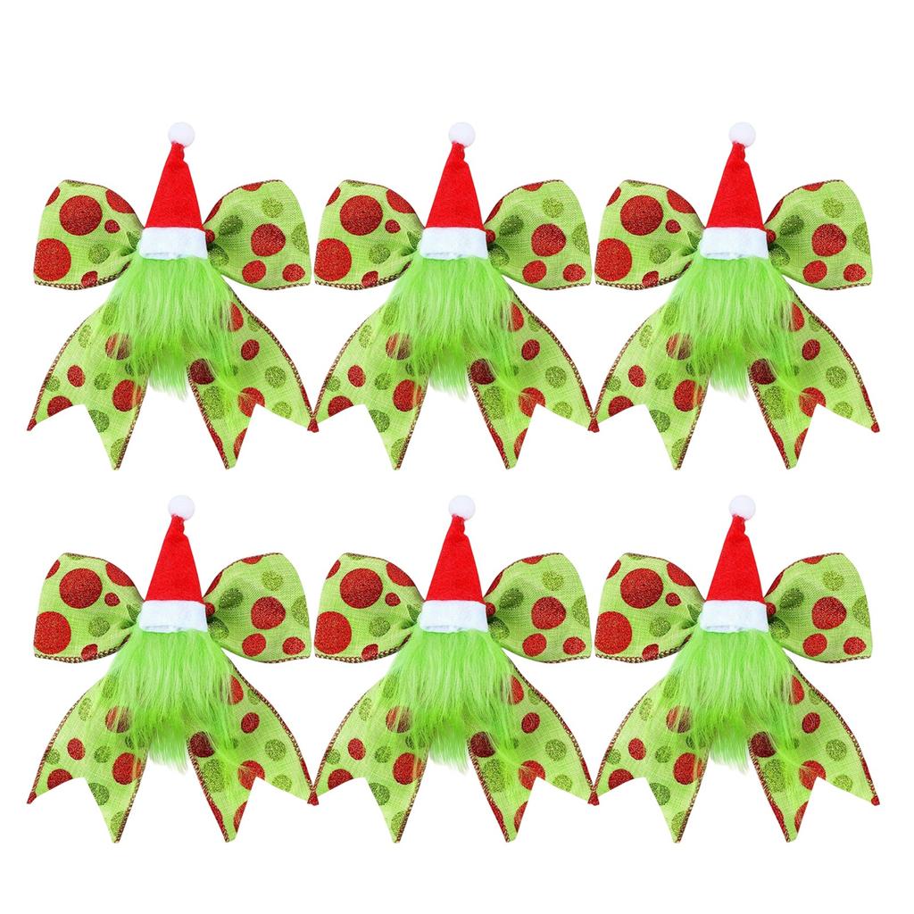 Украшение-бант, Бант с зелеными волосами, Рождественские аксессуары, Украшение подарочной коробки, Украшение венка на елку.