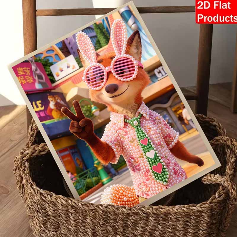 Disney 5D DIY Pearl Painting Kit, Fabulous Fox Fashion Home Bedroom Wall Decor Crafts Handmade Gift