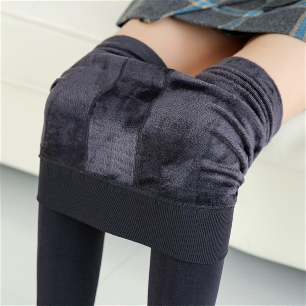 Women Winter Leggings Warm Leggings High Waist Solid Color Velvet Women Thickened Velvet Leggings Stretchy Black Leggings