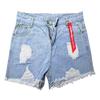 Women Solid Color High Waist Slim Casual Slim Waist Summer Loose Hole Hot Denim Shorts