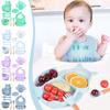 Children's Silicone Bib Silicone Dining Plate 6-Piece Set For Infant Supplementary Food Training Sucker Bowl Baby Divider Set