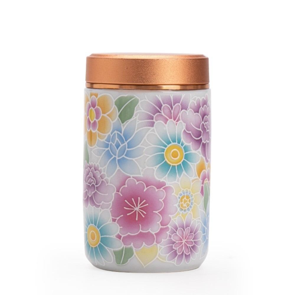 Mini Empty Tea Tin Can Ceramic Tea Packaging Box Flower Enamel Tea Canister  Home/Office/Travel