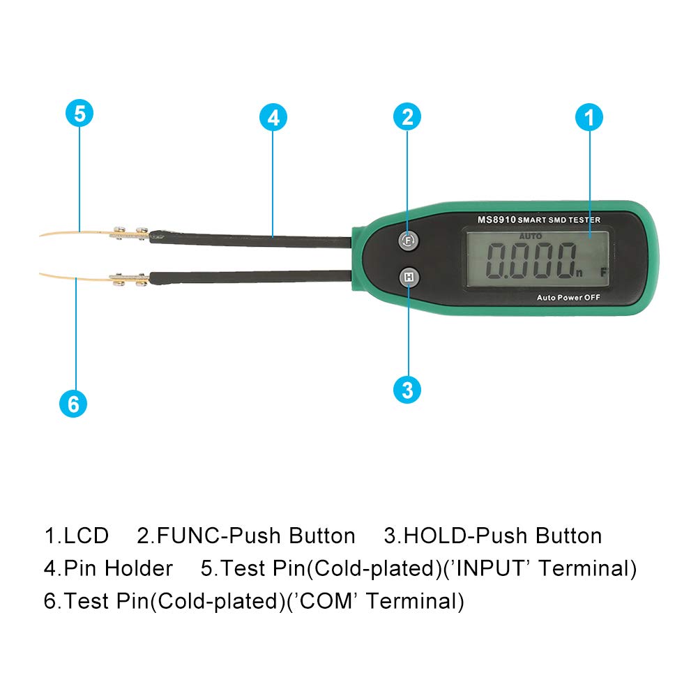 Resistance Resistance Capacitance MASTECH MS8910 Capacitance Meter for SMD Smart Tweezers Resistance Capacitance ESR Meter Tester, Meter, Measurement,