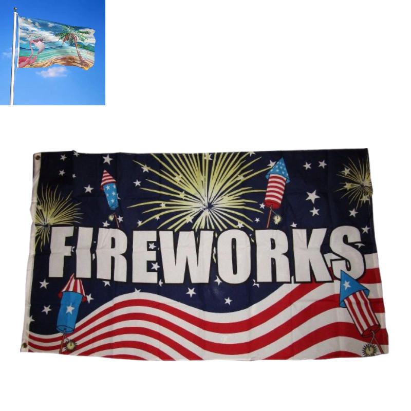 Letter Pattern Fireworks Flag Banner Fade Resistant Outdoor Decoration Gift