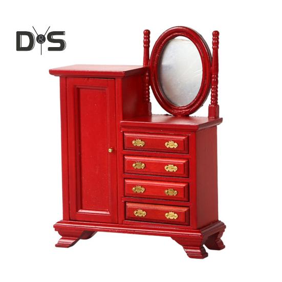 Мини-комод для кукольного домика, винтажный миниатюрный комод с ящиками, мини-мебель, туалетный столик для декора спальни кукольного домика