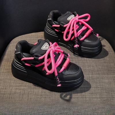 Осенняя женская спортивная обувь, модные кроссовки на платформе, модная повседневная спортивная обувь, женские кроссовки на шнуровке белого цвета с толстой подошвой