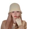 Wool Bucket Hat for Women Korean Style Retro Fashion Versatile Waffle Basin Hat Autumn and Winter Warm Knitted Bucket Hat