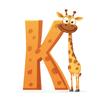 Żyrafa Z Literką K - Radosny Plakat Dla Dzieci Żyrafa Z Literką K - Radosny Plakat Dla Dzieci, 70X100 Cm, Rama Drewniana Ciemny Brąz, Papier Matowy 23