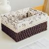 Прямоугольные плетеные корзины для хранения из ротанга ручной работы в деревенском стиле с вкладышем, плетеная корзина-поднос, многоразовый, экономия места, органайзер для мелочей