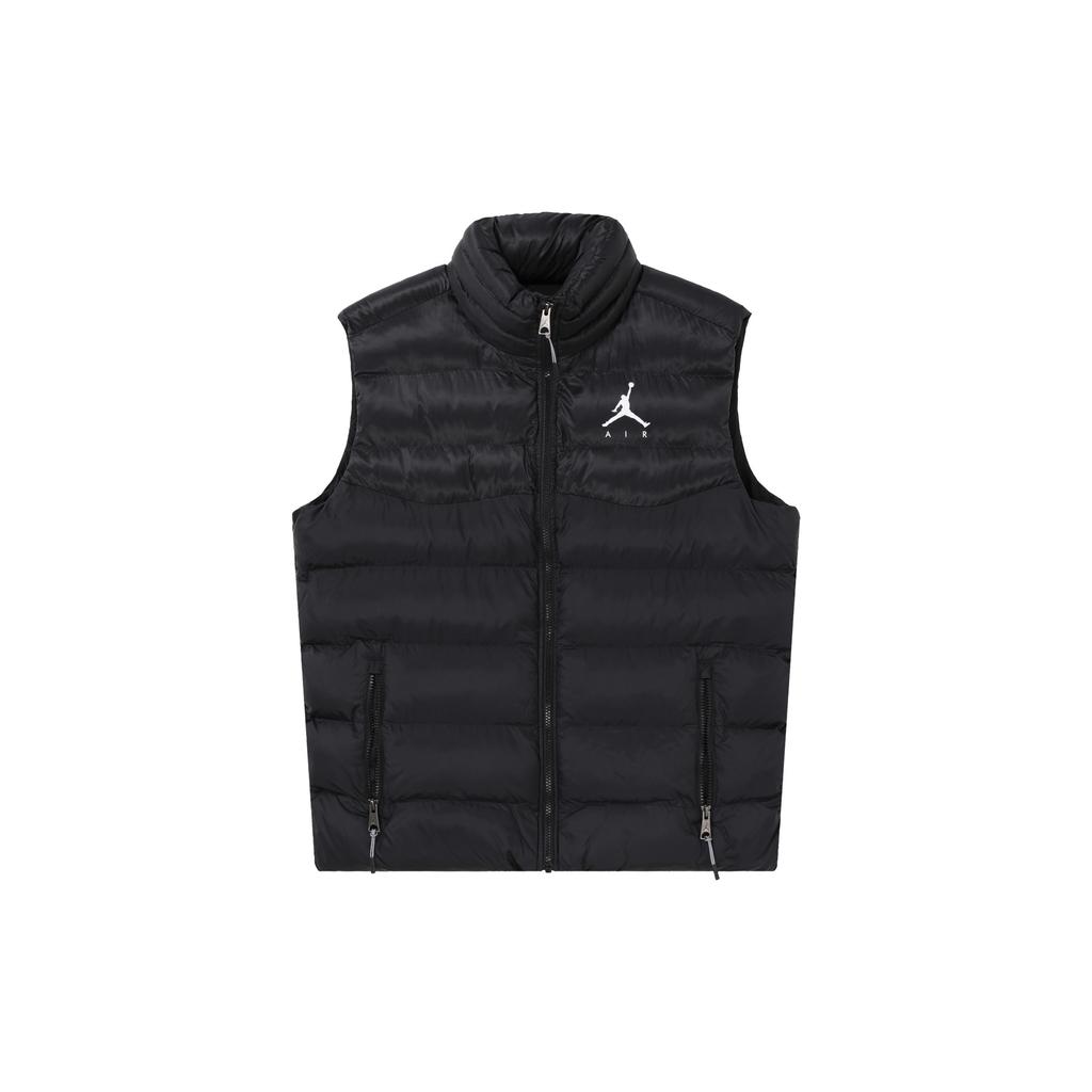 Jordan Solid Color Print Logo Zip Vest Men Outerwear Black CN4268-015