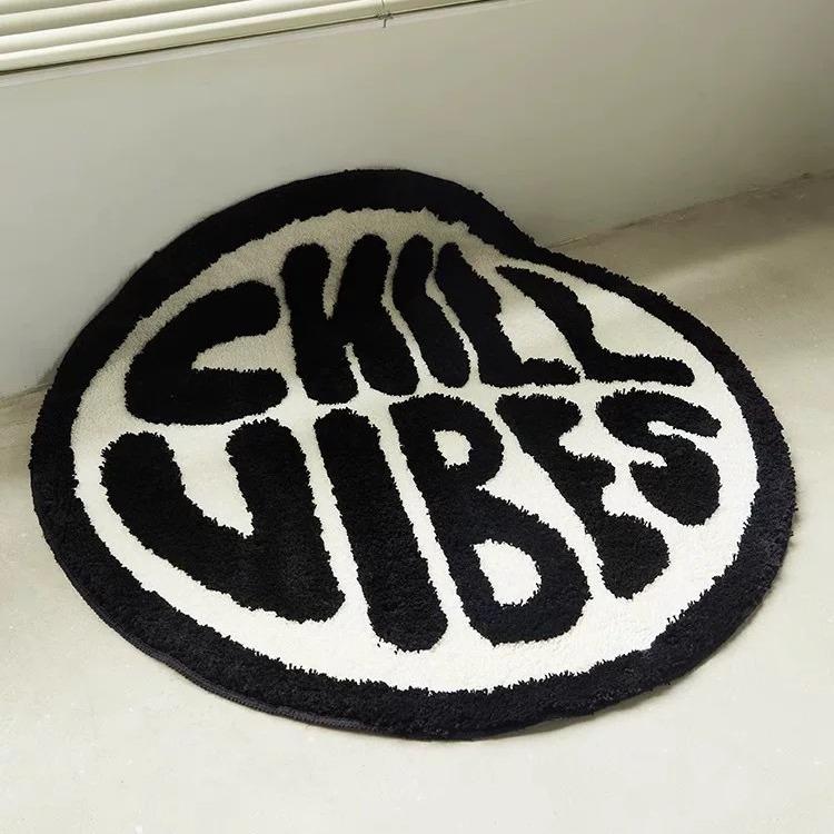 Мягкий пушистый круглый ковер с пуговицами и буквами, эстетичный прикроватный ковер, противоскользящий коврик для пола для спальни, дивана, гостиной, домашнего декора