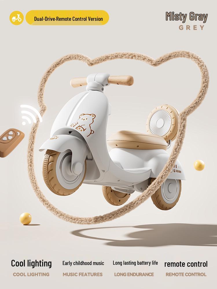 Детский электрический трехколесный мотоцикл с пультом дистанционного управления и световыми эффектами для мальчиков и девочек - Автомобиль Мулан