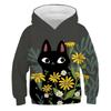 Толстовка с капюшоном и длинными рукавами для девочек, милый 3D-рисунок кошки, детская повседневная уличная кофта на весну и осень
