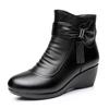 New 2023 Women Boots Women Genuine Leather Winter Boots Warm Plush Autumn Shoes Winter Wedge Shoes Woman Ankle Boots