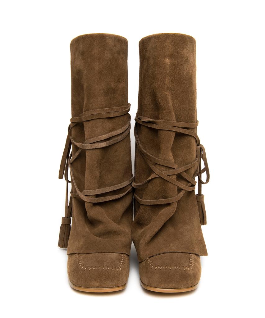 Three To Eighty Wraparound Tassel Boots Cocoa