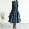 Retro Literary and Artistic Brushed Cotton and Linen Dress Long-sleeved Spring Floral Bottoming Long Skirt Loose