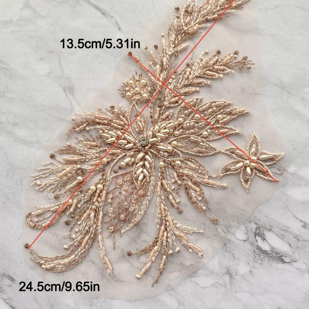 2Pcs DIY Flowers Mesh Embroidery Patch Sewing Repair Colored Beading Colored Lace Flower Applique Floral Embroidery Sewing Patch
