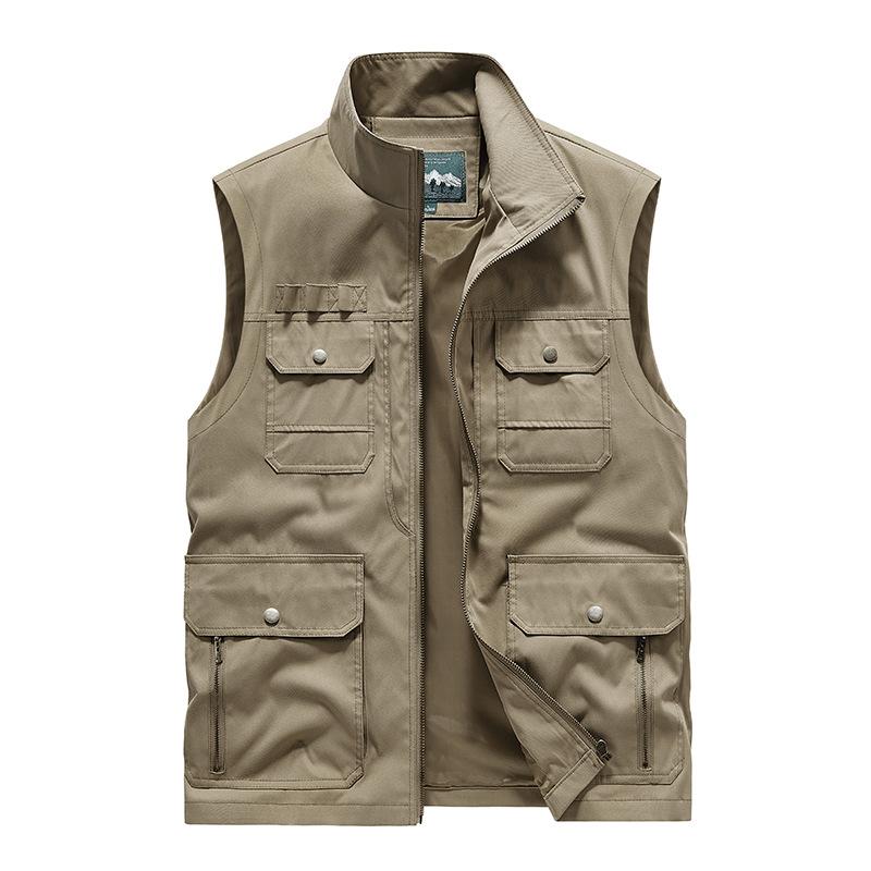 Spring And Autumn Tooling Vest Men'S MultiPocket Vest Outdoor Fishing Photography Men'S Vest Vest MiddleAged Jacket