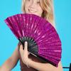 Laser Colors Hand Rave Fan, Large Holographic Folding Fans Dance Dancing, Disco Home Clack Deco P4T4