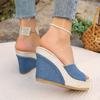 Women Shoes Summer  Slippers Fashion Retro Wedge Platform Beach Shoes Female Peep High Heels Sandalias Mules