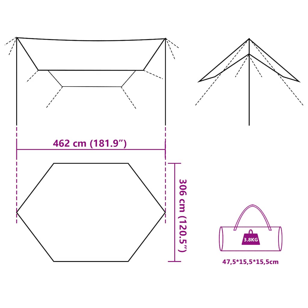 Tarp Olive Green 462 x 306 x 211 cm Waterproof