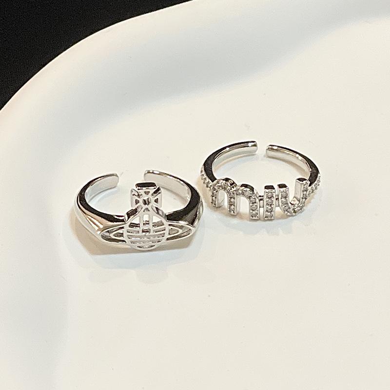 Нишевый Дизайн Блестящий Алмазный Кольцо-буква Сатурн Кольцо-подсветка Роскошный Высококачественный Указательный Палец Открытое Кольцо Личность Мода