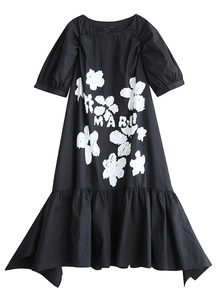 Xitao Платье с цветочным принтом и оборками ZY8940