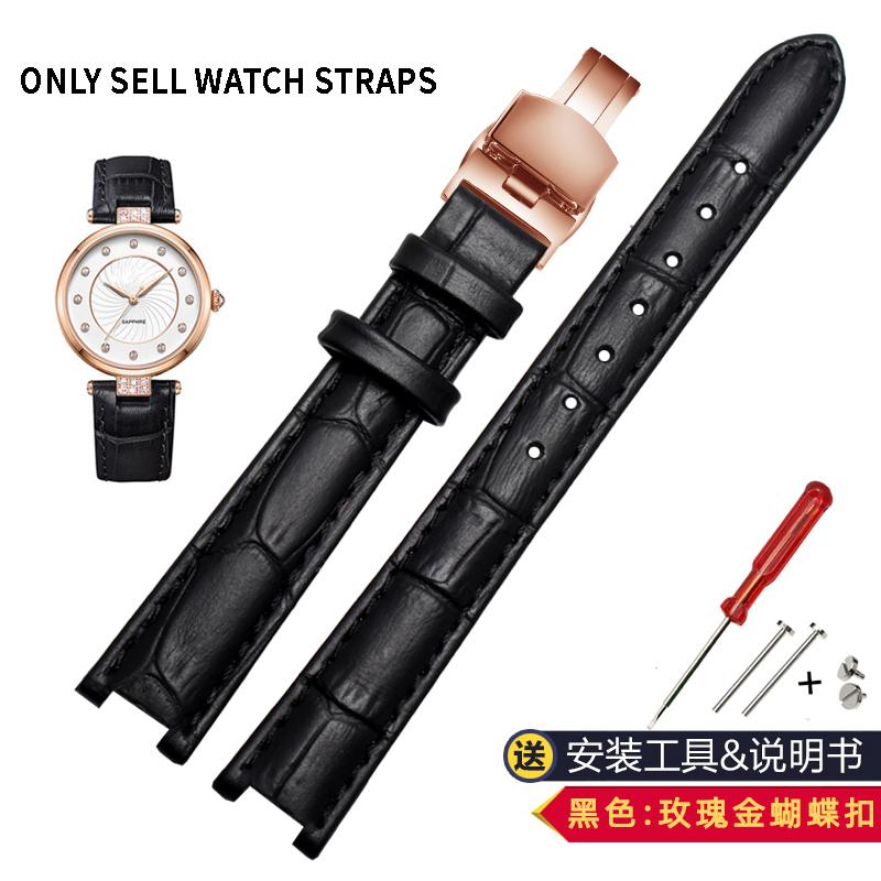 For Rossini 516752 616764 517784 5758G Notch Watch Chain Cowhide Leather Watchband Red Bracelet Men Women 14mm 16mm 18mm Strap