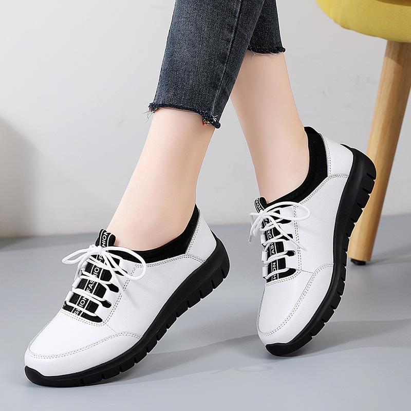 2025 Trend Spring Casual Comfortable Women Shoes Lace Up Fashionable Versatile Flats Elegant Minimalist Thick Soled Shoes
