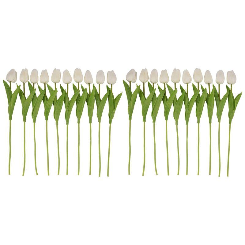 ABUL-20Pcs White 13.8Inch Artificial Tulips Flowers For Party Decoration,Wedding Home Decoration